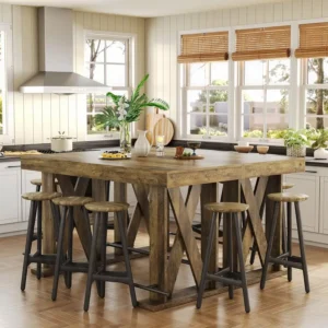 Bar Table with Metal Footrest