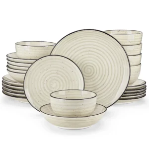 24 Piece Beige Dinnerware Set