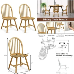 Solid Wood Dining Chairs Set of 2